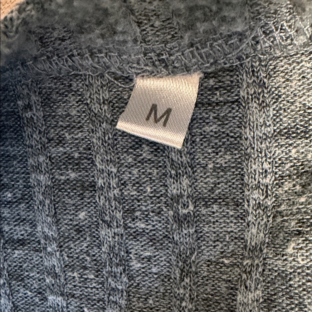 Blue Ribbed Button-Accent Women's Size Medium Sweater Top - Picture 2 of 5